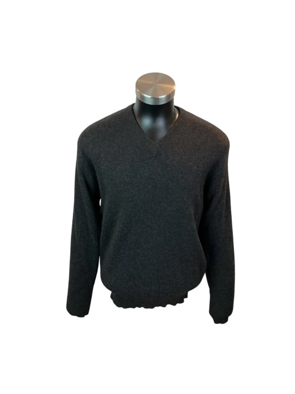J. Crew 100% Cashmere V-Neck Sweater Mens Small Dark Gray
